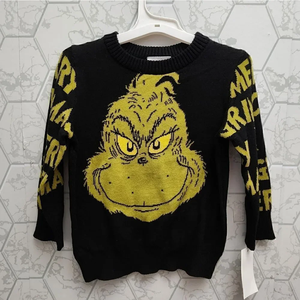 Size 2T Toddler Boys Holiday Sweater The Grinch Dr. Seuss Merry Grinchmas, New